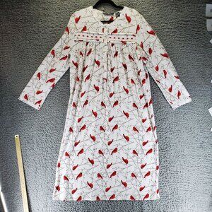 Noire Jasmine Rose Womens Dress Large White Red Cardinal Print Lace Sleepwear
